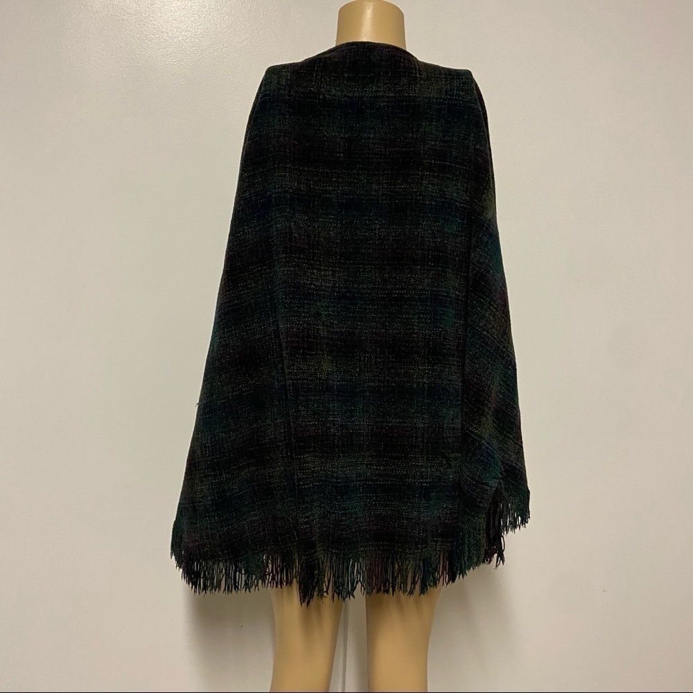 BLARNEY WOOLLEN MILLS plaid open front Cape O/S - Picture 8 of 8